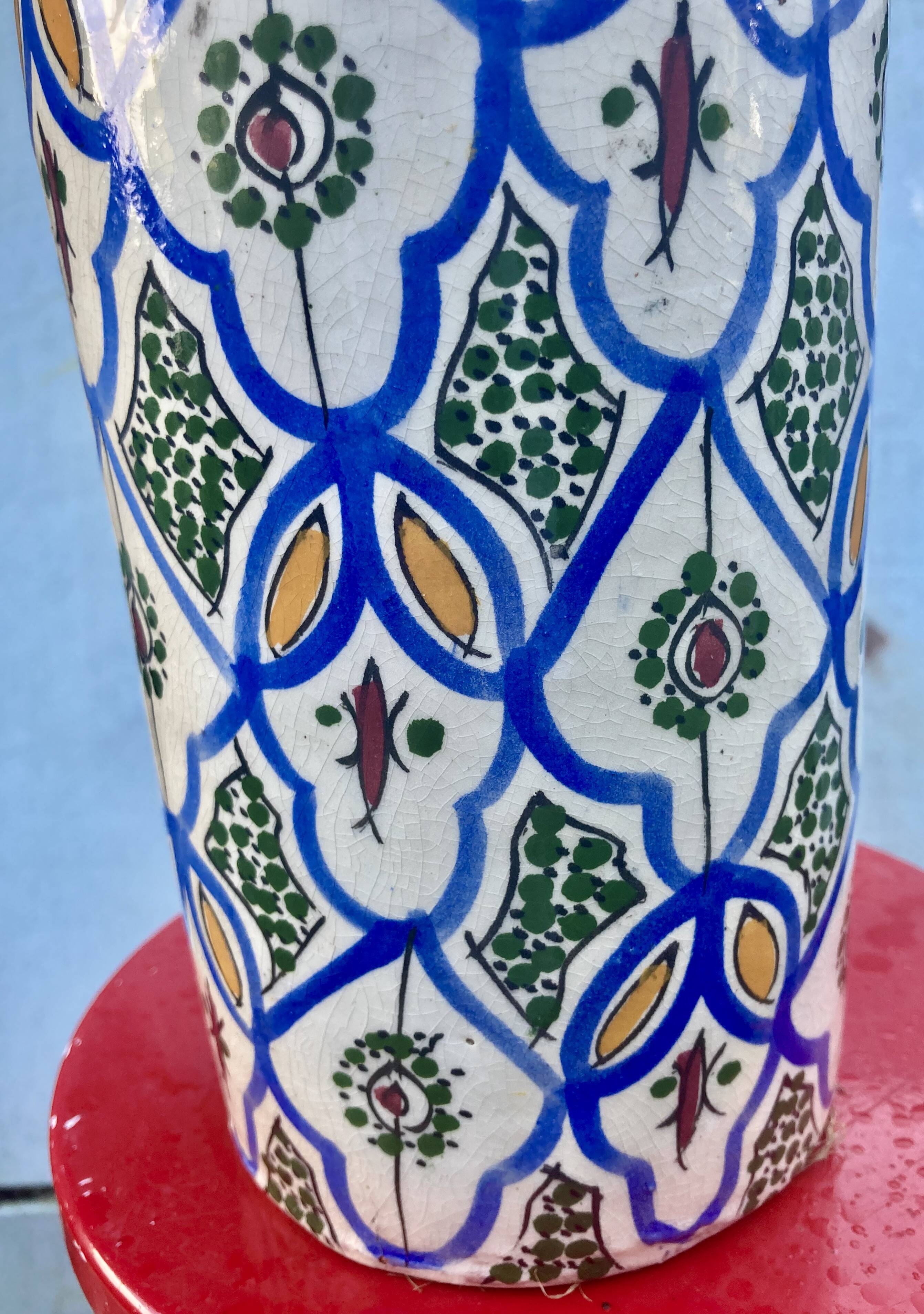 Antique Moroccan Ceramic Vase Signed - XXL Size