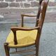 Fauteuil paillé rustique style  louis xv en chêne
