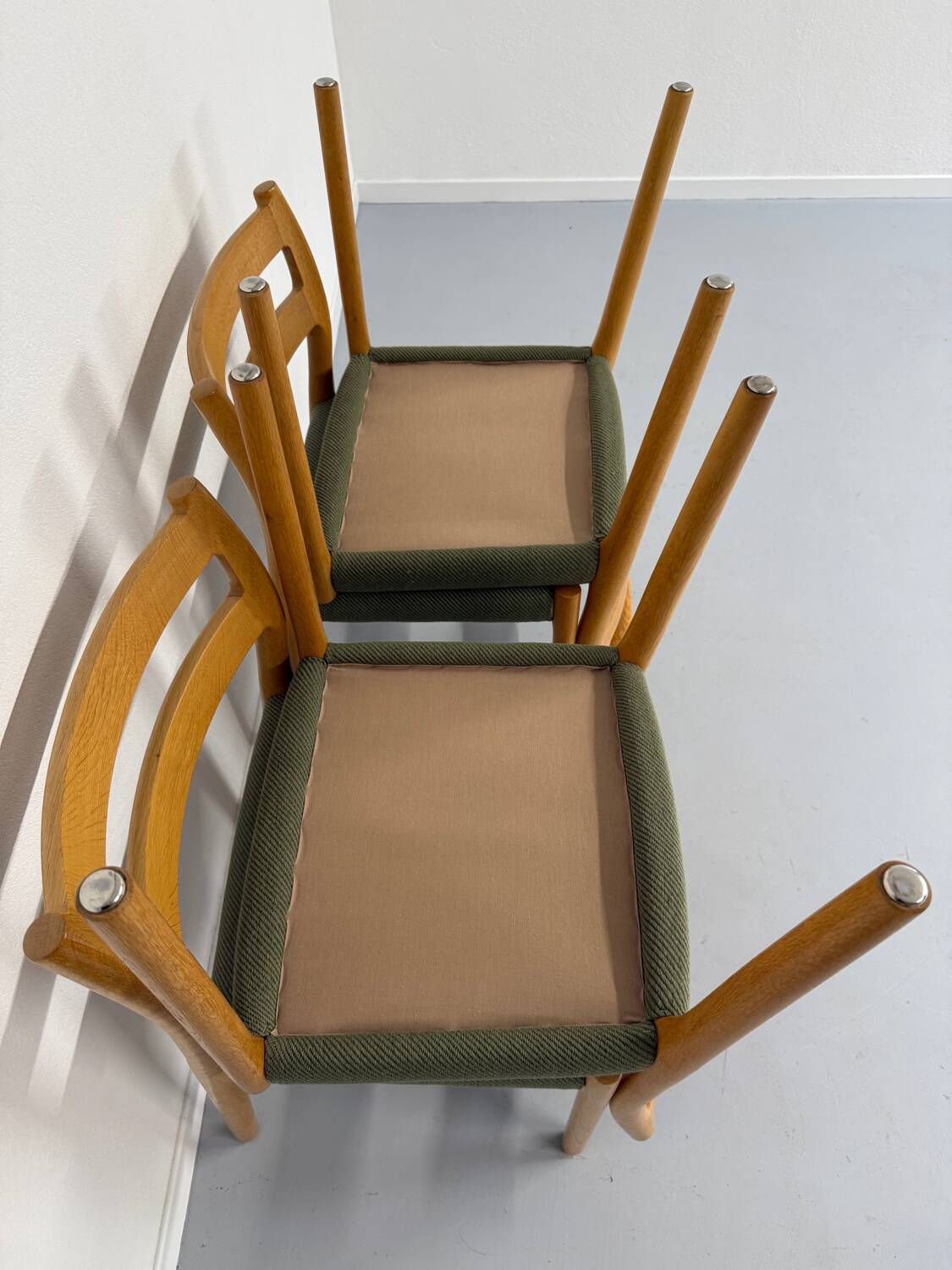 Set of 4 beech chairs designed by Niels Otto Møller, solid vintage beech