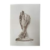 Painting signed watercolor monochrome sepia study statue “Rodin’s Cathedral”