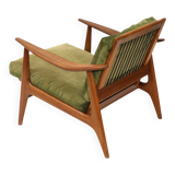 Vintage Scandinavian armchair with green corduroy upholstery from the 1970s