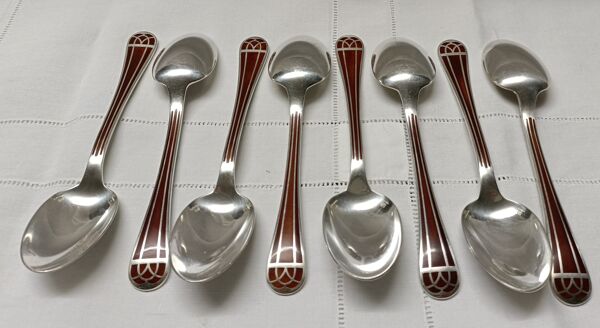 Lot 73 couverts christofle modèle talisman laque de chine couleur siena