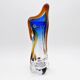 Large stretched glass sculpture vase from Bohemia – Cobalt blue, Amber