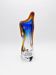 Large stretched glass sculpture vase from Bohemia – Cobalt blue, Amber