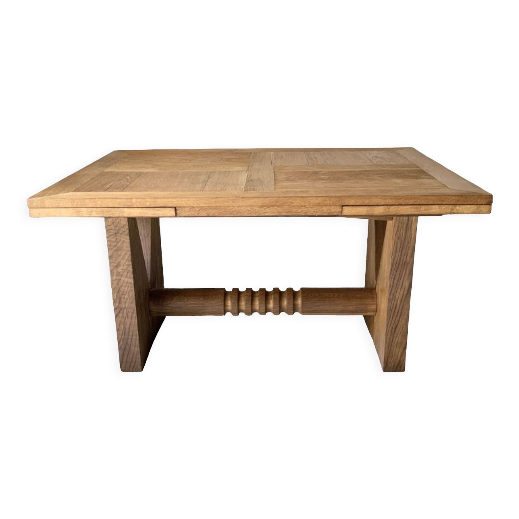 Dining Table with Extensions, 1940s In Solid Oak