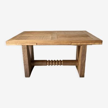Dining Table with Extensions, 1940s In Solid Oak