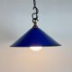 Industrial Blue Enamel Factory Pendant Lamp, 1950s