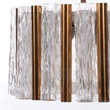 Vintage crystal ice glass round chandelier by Kaiser Leuchten, 60s