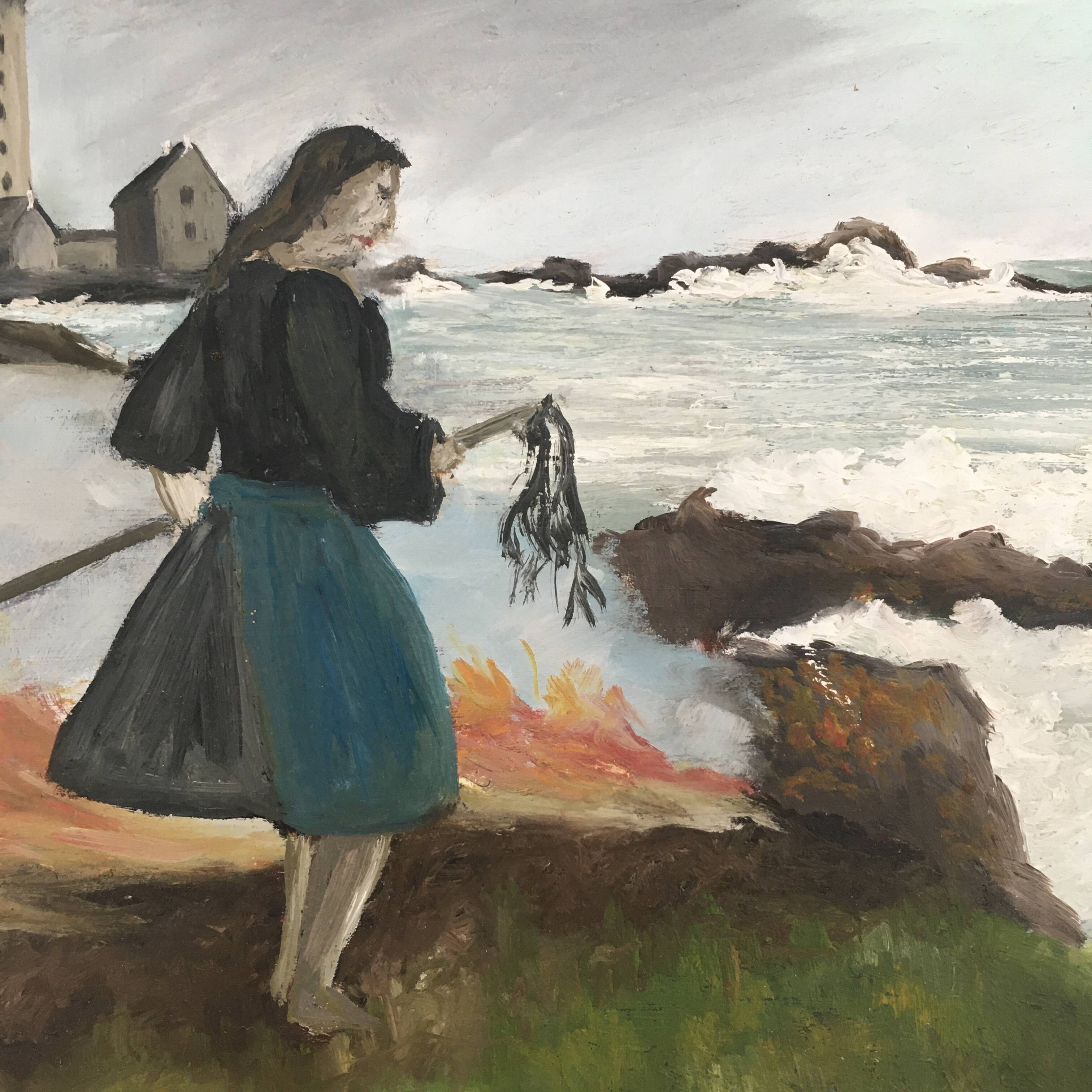 Painting of the seaweed harvesters in Penmarch
