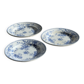 Lot de 3 assiettes bleues faïencerie de Gien Modèle Fleurette D22,5