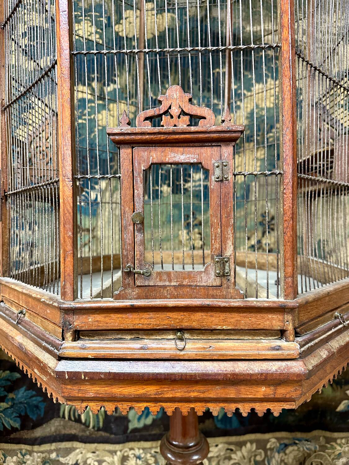 Bird Cage or Old Aviary In Carved Wood, Vintage Work Circa 1900