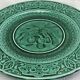 3 fruit plates Sarreguemines majolica shaded enamel Rubelles