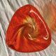 Large vintage orange blown glass ashtray