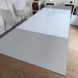 Glass and brass table with MDF extensions