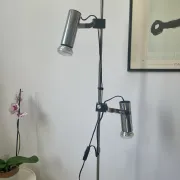 Reading floor lamp with spots, design by Svend Maelström for MS Belysning, 1970s.