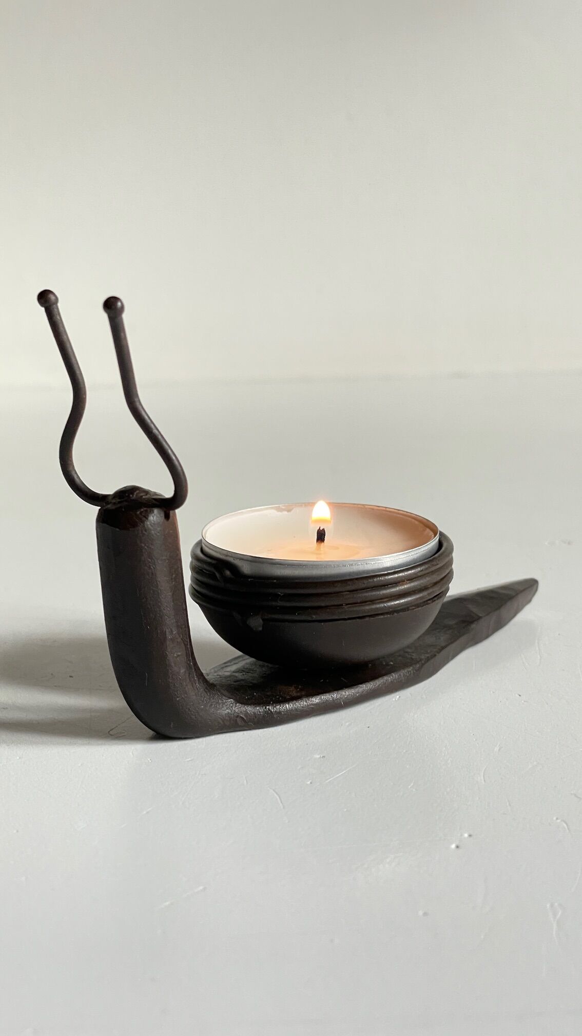Brutalist escargot vintage candle holder