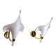 Pair of white fleur de lys sconces, murano glass, Italy, 1970
