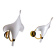 Pair of white fleur de lys sconces, murano glass, Italy, 1970