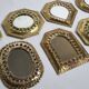 Set of 7 vintage Moroccan openwork brass mirrors