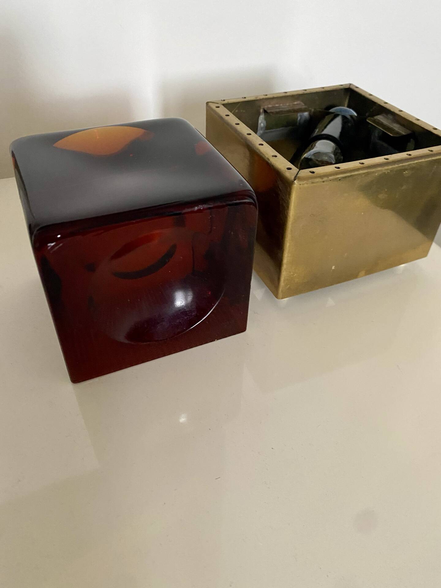 Table lamp in glass and brass 1950s/60s