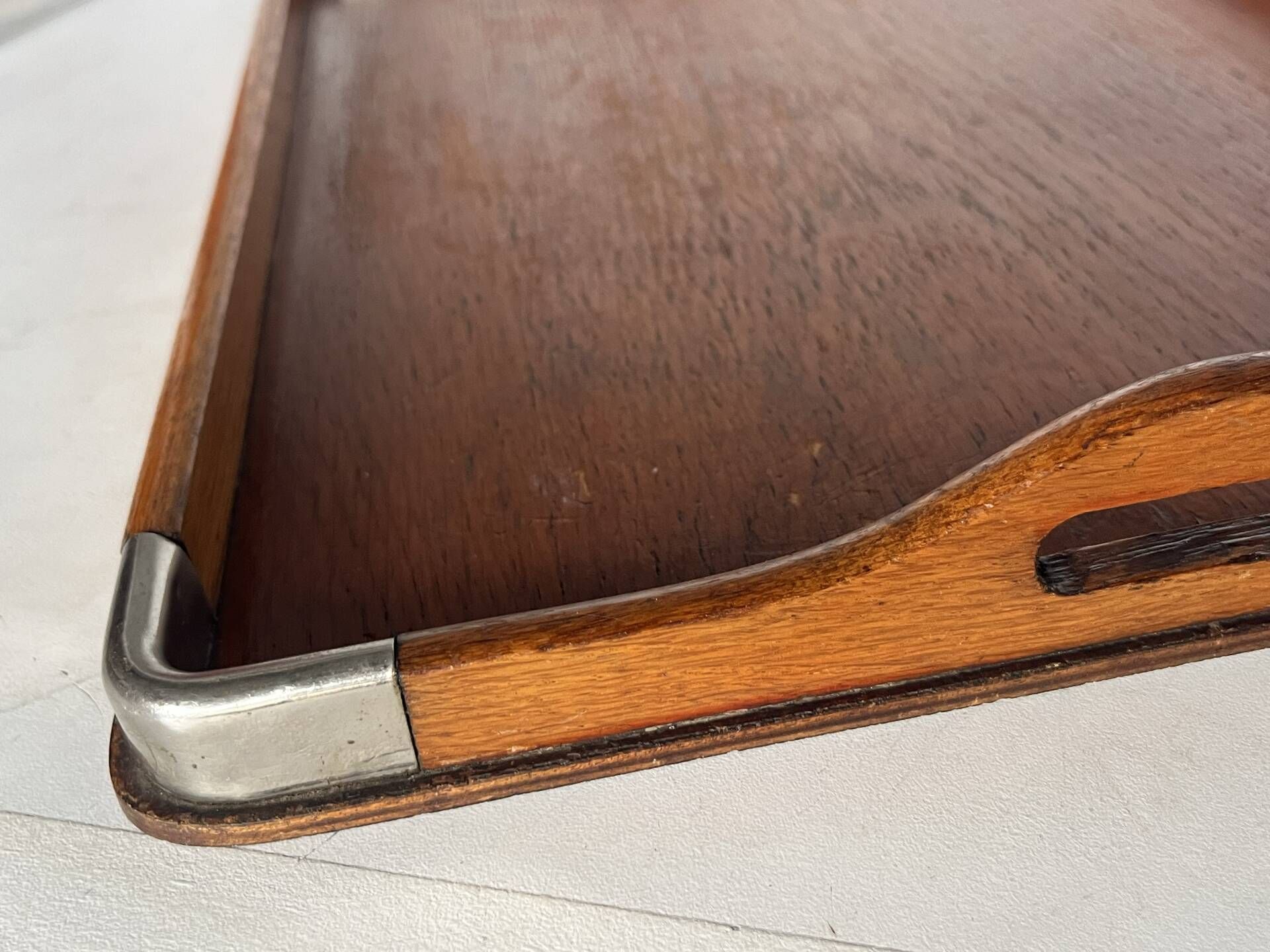 Wood and metal serving tray