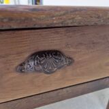 Rustic farmhouse coffee table with two drawers, solid oak, 19th century - 1.97m