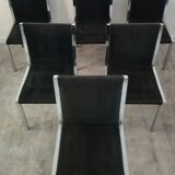 Set of 6 chairs Italian chrome and velvet black 70s