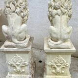 Pair of lion garden statues