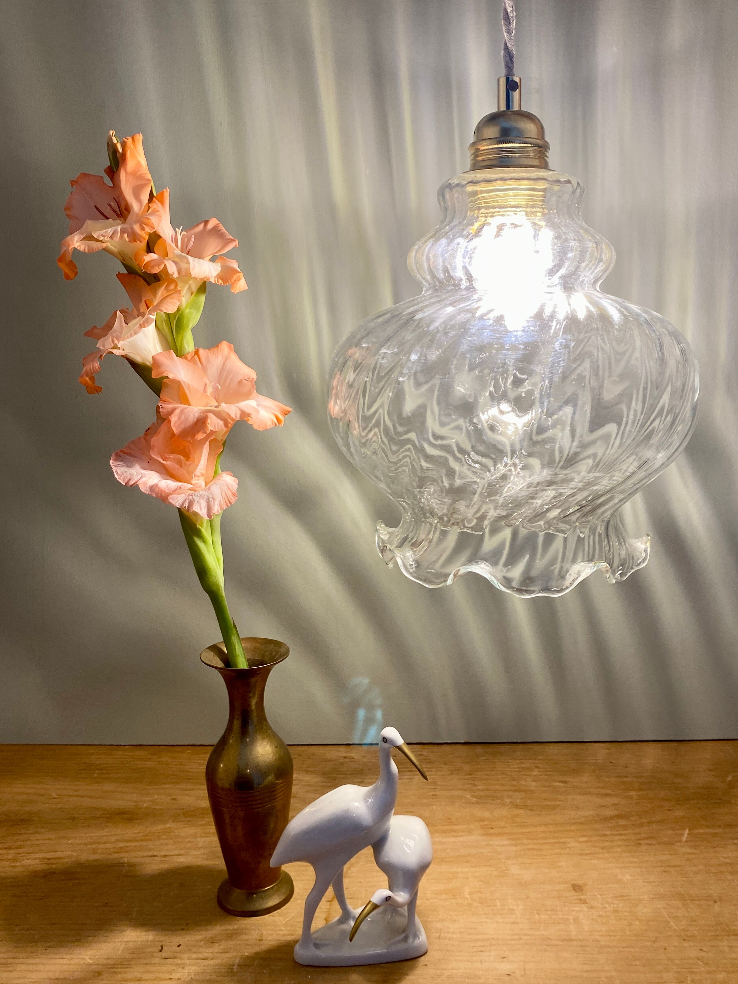 Vintage glass globe pendant lamp