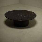 Rare fossil stone and steel coffee table by Metaform 1970s