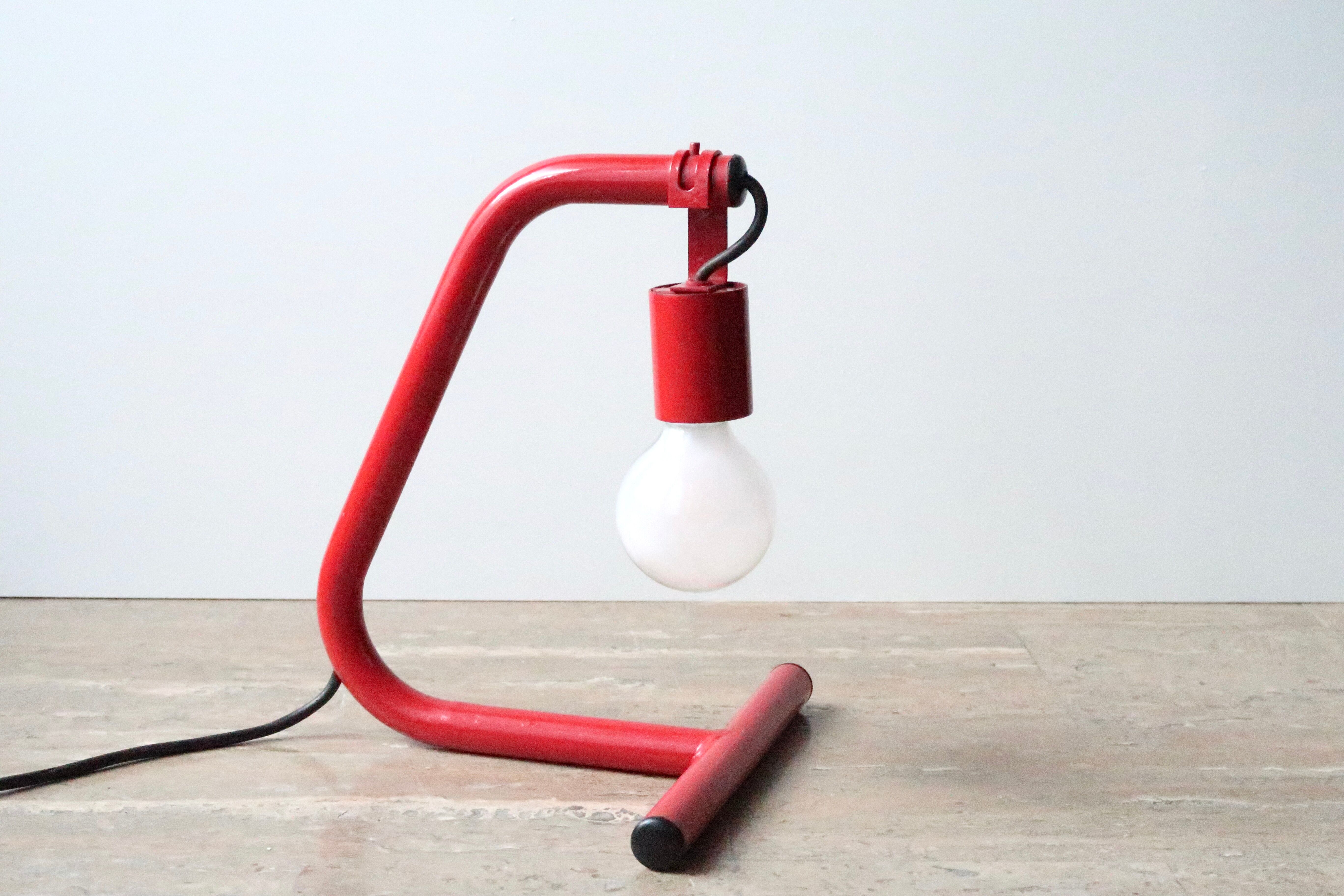 Red tubular lamp, 80s