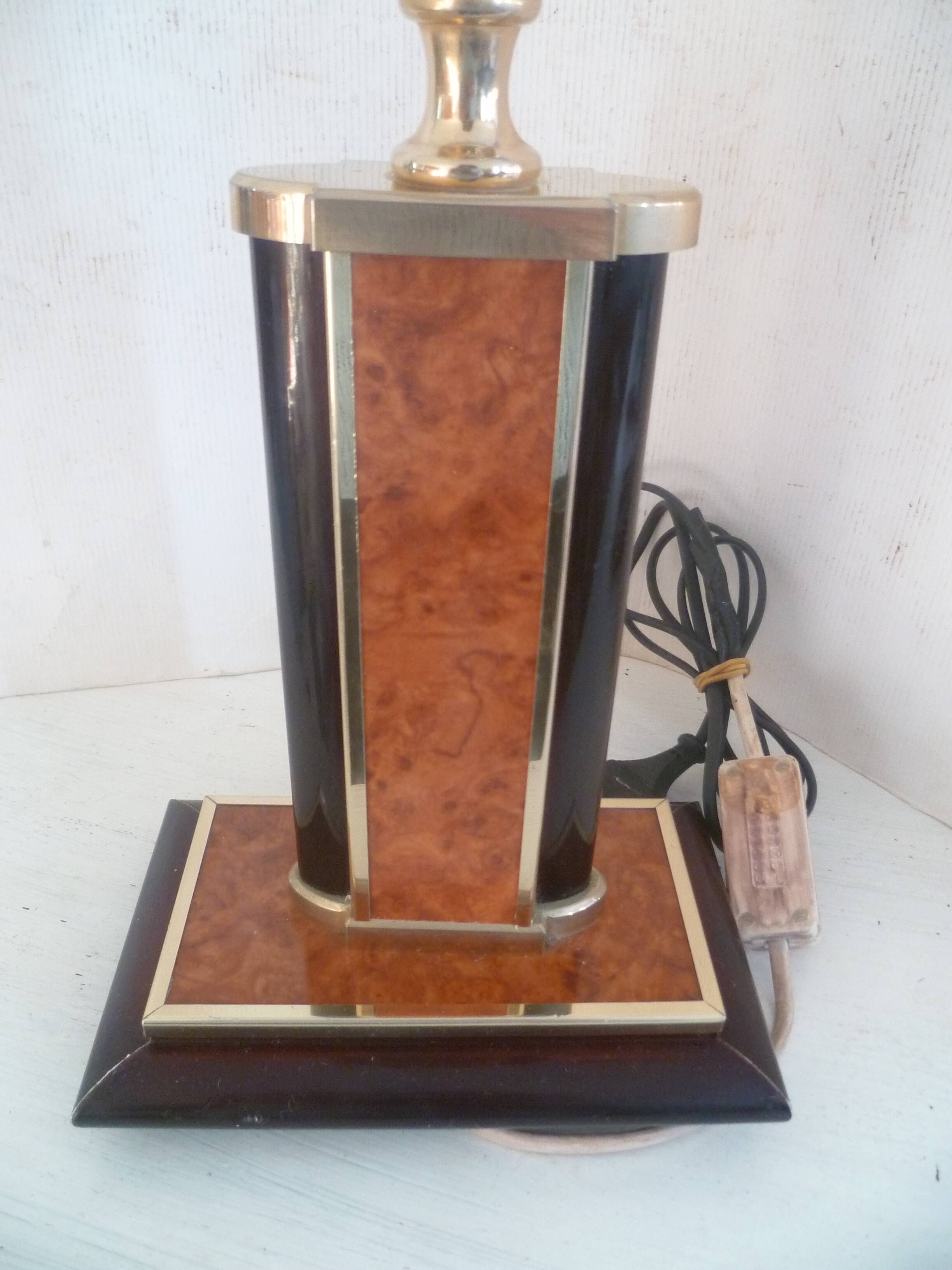 Vintage table/desk lamp base design aldo tura? 80's amboyna burl