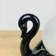 Black ceramic swan lamp with vintage opaline globe