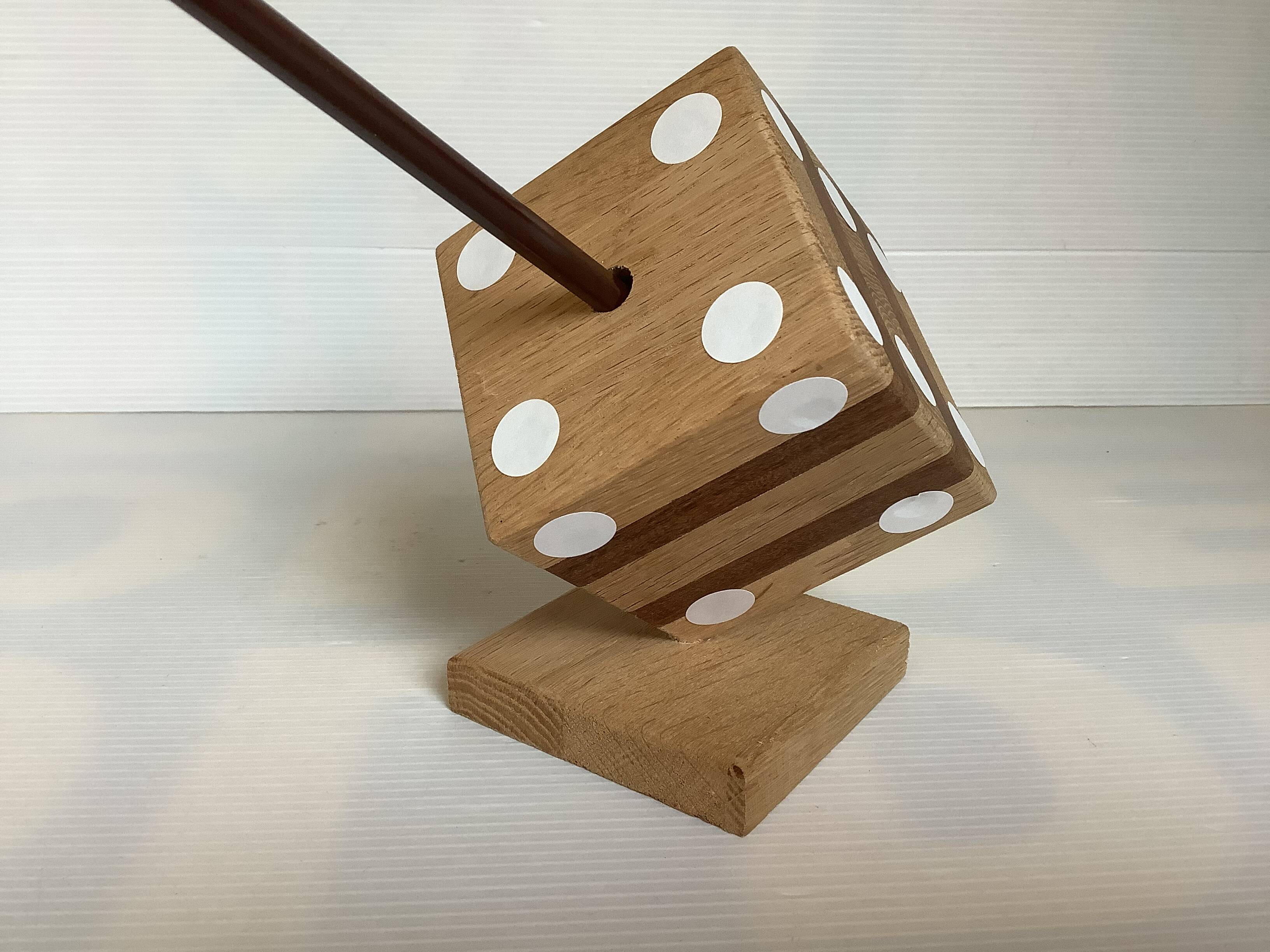 Wooden playing dice pen holder