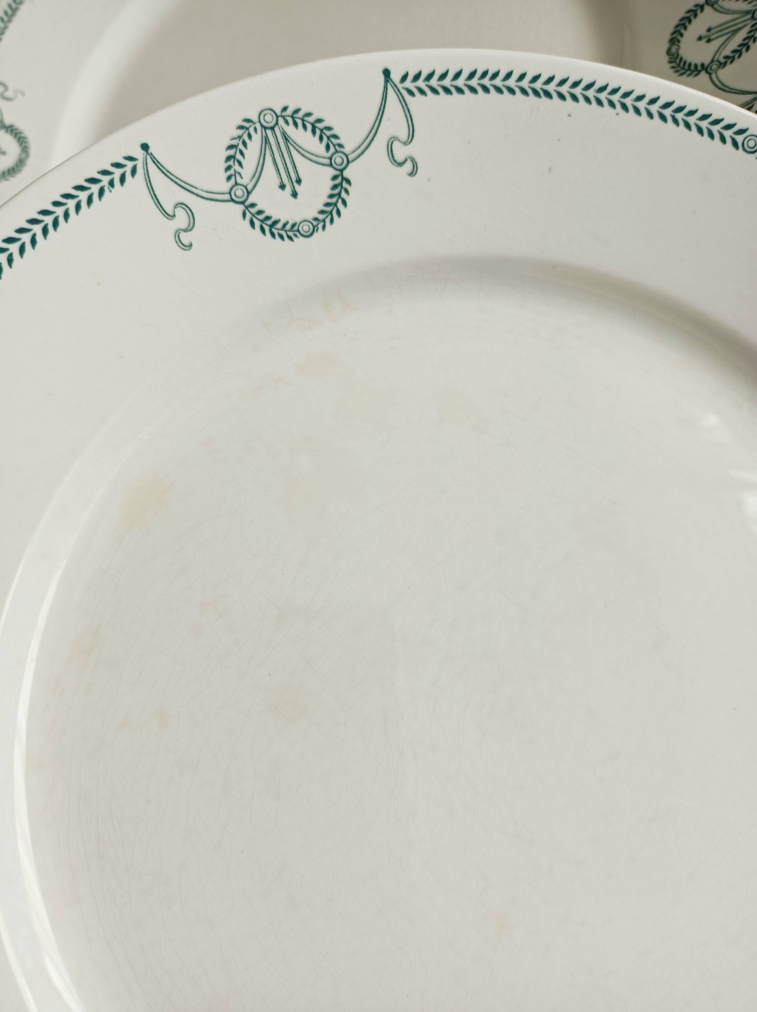 Set of 6 flat plates, ironstone, Petrus Regout, Empire.