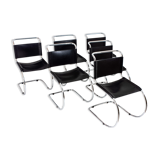 Set of 6 MR10 chairs in black leather