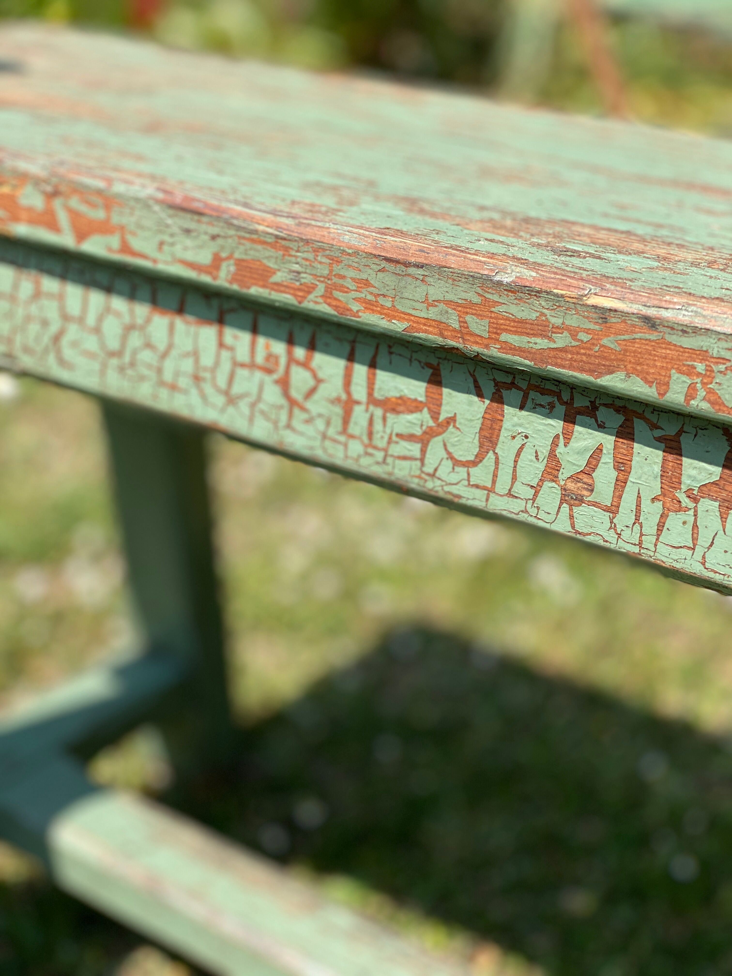 Old solid wood farmhouse bench