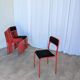 Space Age Stackable Dining Chair / 1970s Red & Black Metal Chair (9 in stoc