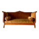 Banquette, lit de repos à rouleaux en bois ciselé et velours ocre, milieu XIXème siècle
