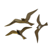 Wall Decoration Set 3 X Seagull / Swallow / Bird. Brass 70 / 80s