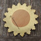 Ancien miroir soleil / sorcière doré à la feuille