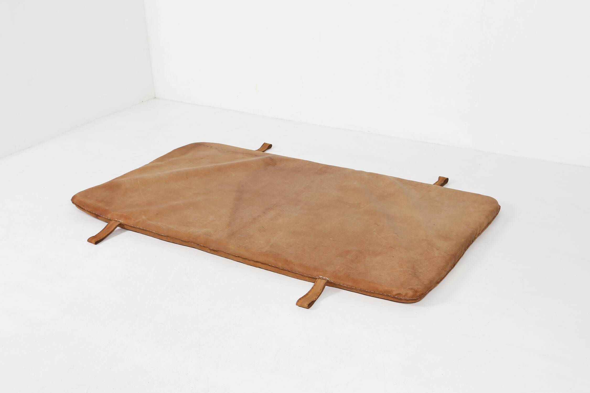 Vintage leather gym mat with nice patina, Belgium, 1930s