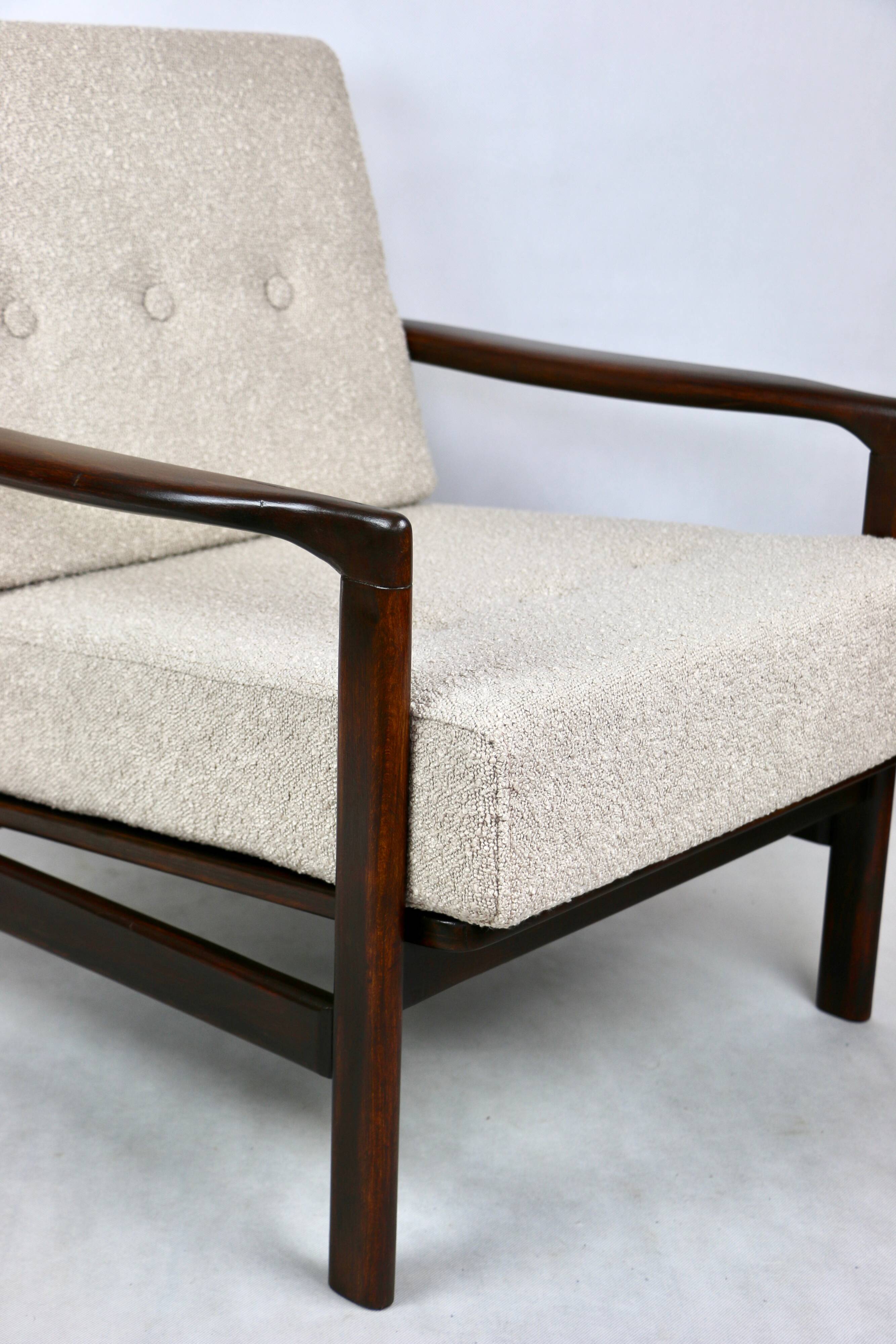 Beige boucle Lounge Chair by Z. Baczyk, 1970s