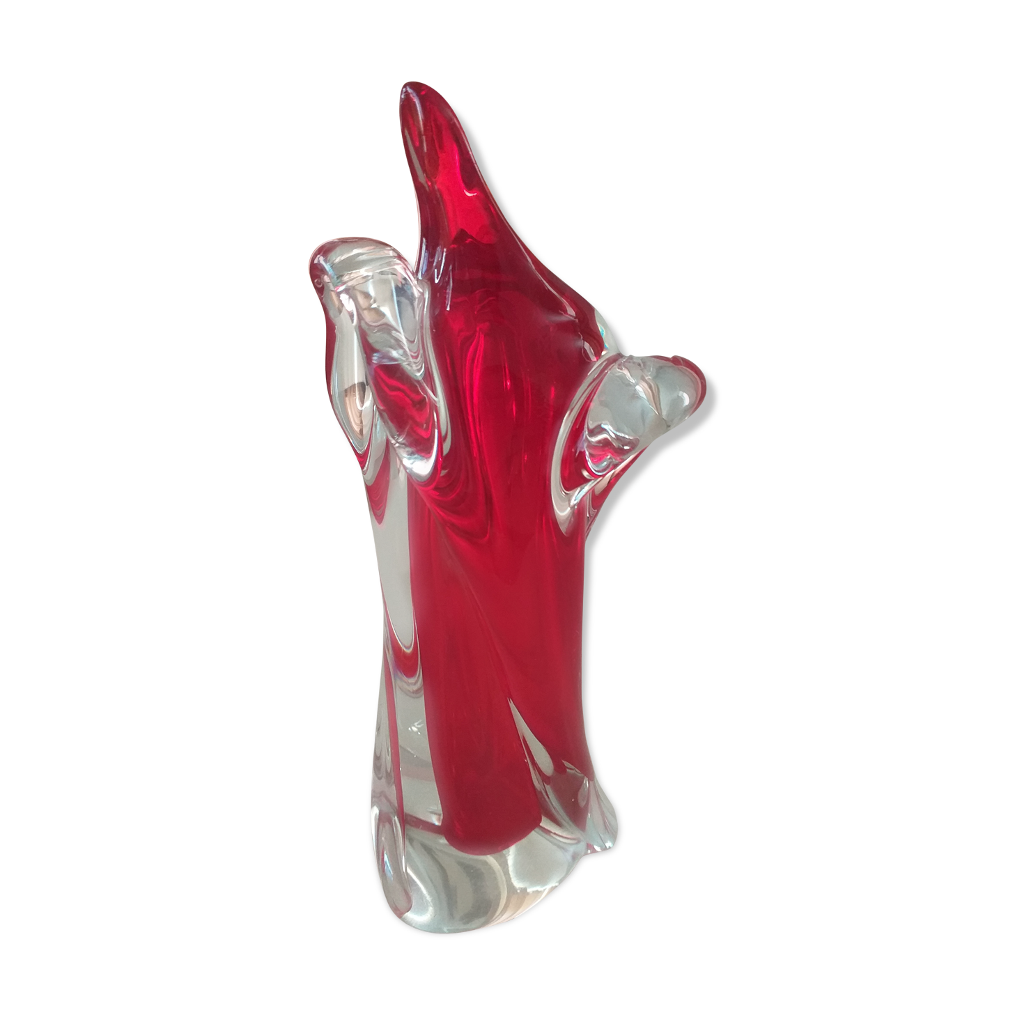 Red vase Murano vintage 1970