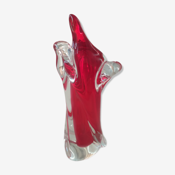 Vase rouge Murano vintage 1970