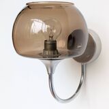 Pair of chrome and glass wall lights