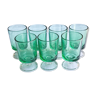 7 verres à liqueur "cavalier" de couleur verte  Luminarc France