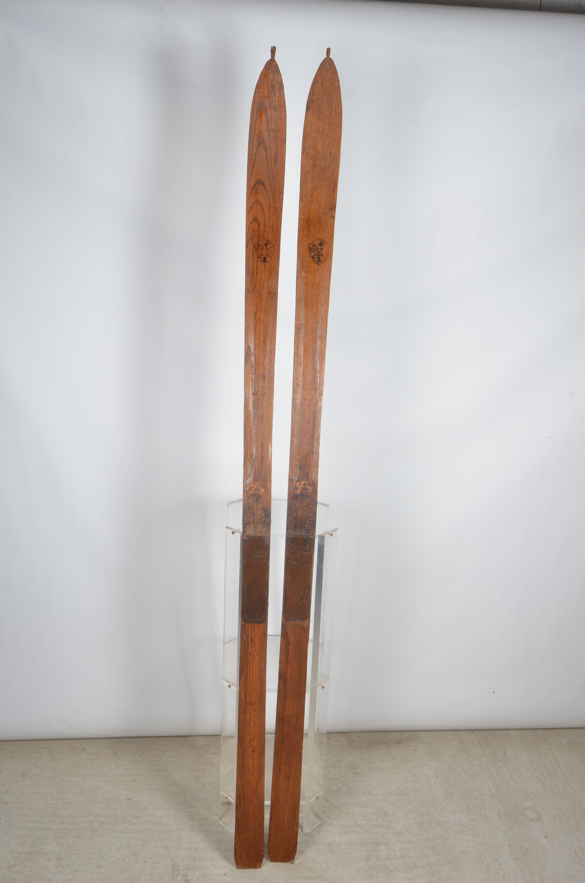 Pair of wooden skis