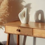 Console Vintage en Chêne Massif – Pieds Fuseaux & 2 Tiroirs