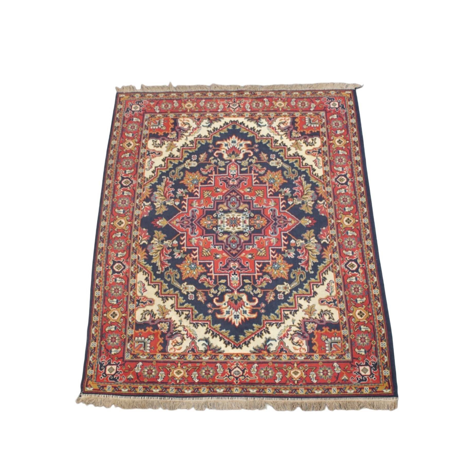 Tapis vintage en rouge et bleu foncé – 236x170 cm